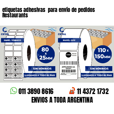 etiquetas adhesivas  para envío de pedidos Restaurants