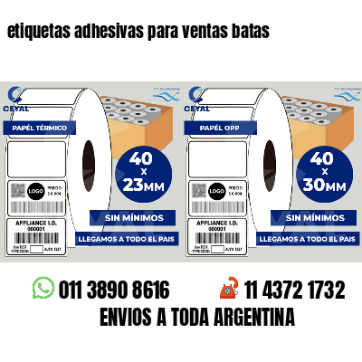 etiquetas adhesivas para ventas batas