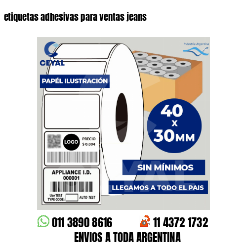 etiquetas adhesivas para ventas jeans