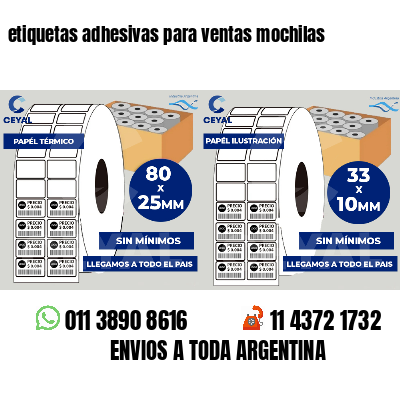 etiquetas adhesivas para ventas mochilas