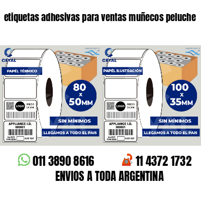 etiquetas adhesivas para ventas muñecos peluche