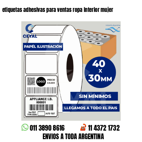 etiquetas adhesivas para ventas ropa interior mujer