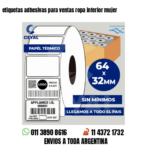 etiquetas adhesivas para ventas ropa interior mujer
