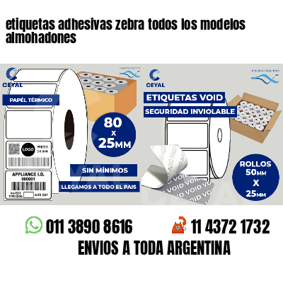 etiquetas adhesivas zebra todos los modelos almohadones