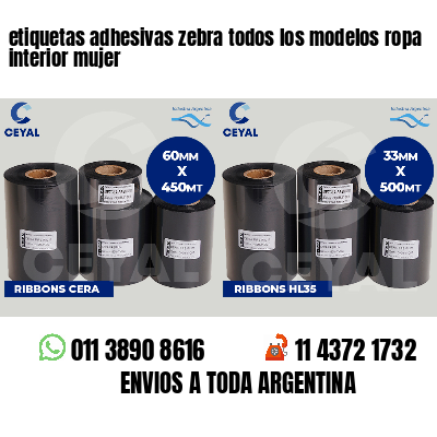 etiquetas adhesivas zebra todos los modelos ropa interior mujer