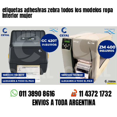 etiquetas adhesivas zebra todos los modelos ropa interior mujer