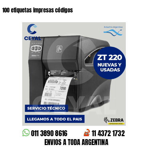 100 etiquetas impresas códigos