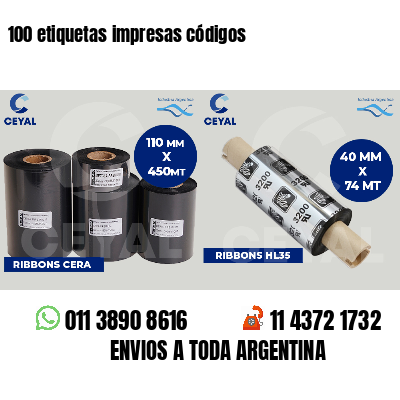 100 etiquetas impresas códigos