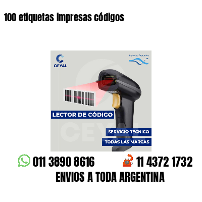 100 etiquetas impresas códigos