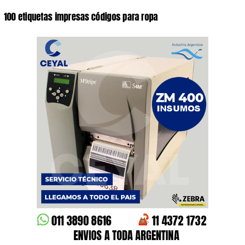 100 etiquetas impresas códigos para ropa