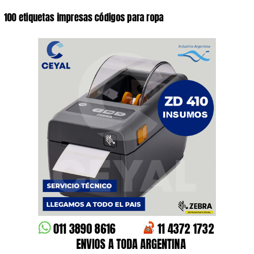 100 etiquetas impresas códigos para ropa