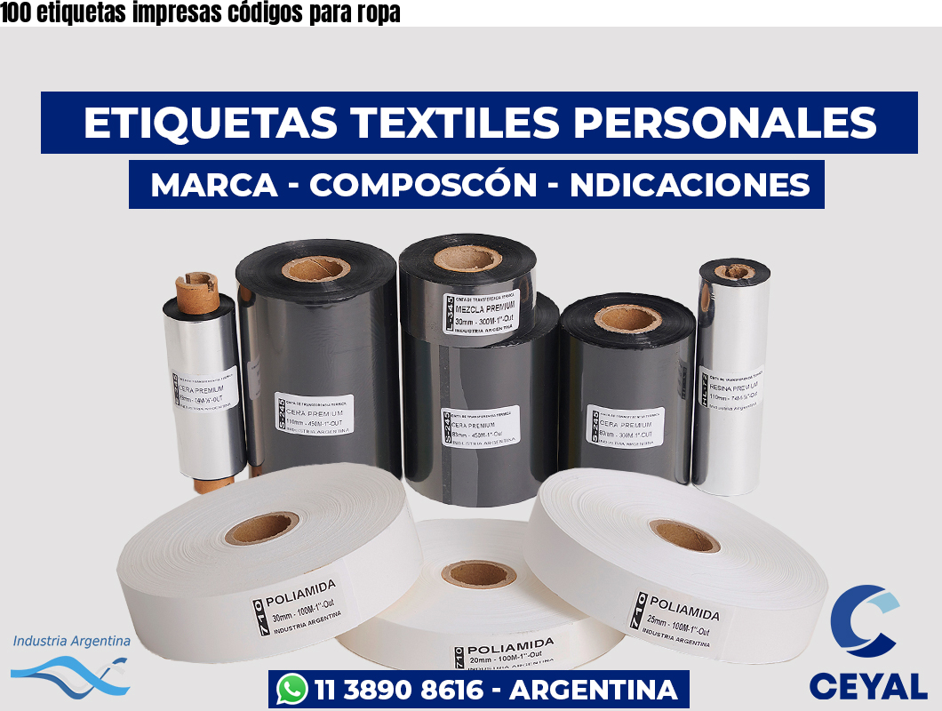 100 etiquetas impresas códigos para ropa
