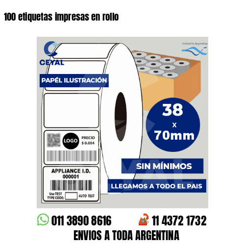 100 etiquetas impresas en rollo