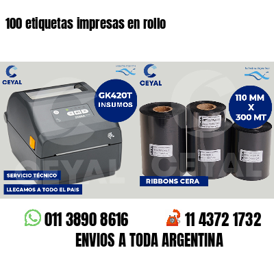 100 etiquetas impresas en rollo