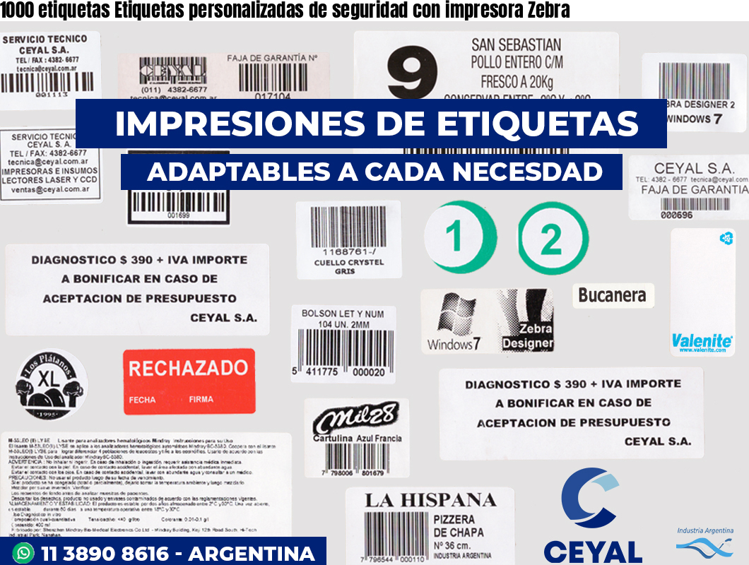 1000 etiquetas Etiquetas personalizadas de seguridad con impresora Zebra