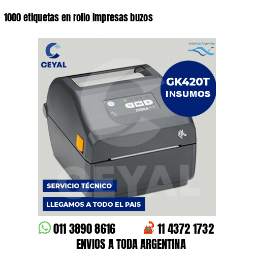 1000 etiquetas en rollo impresas buzos