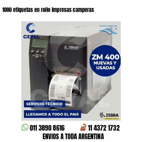 1000 etiquetas en rollo impresas camperas