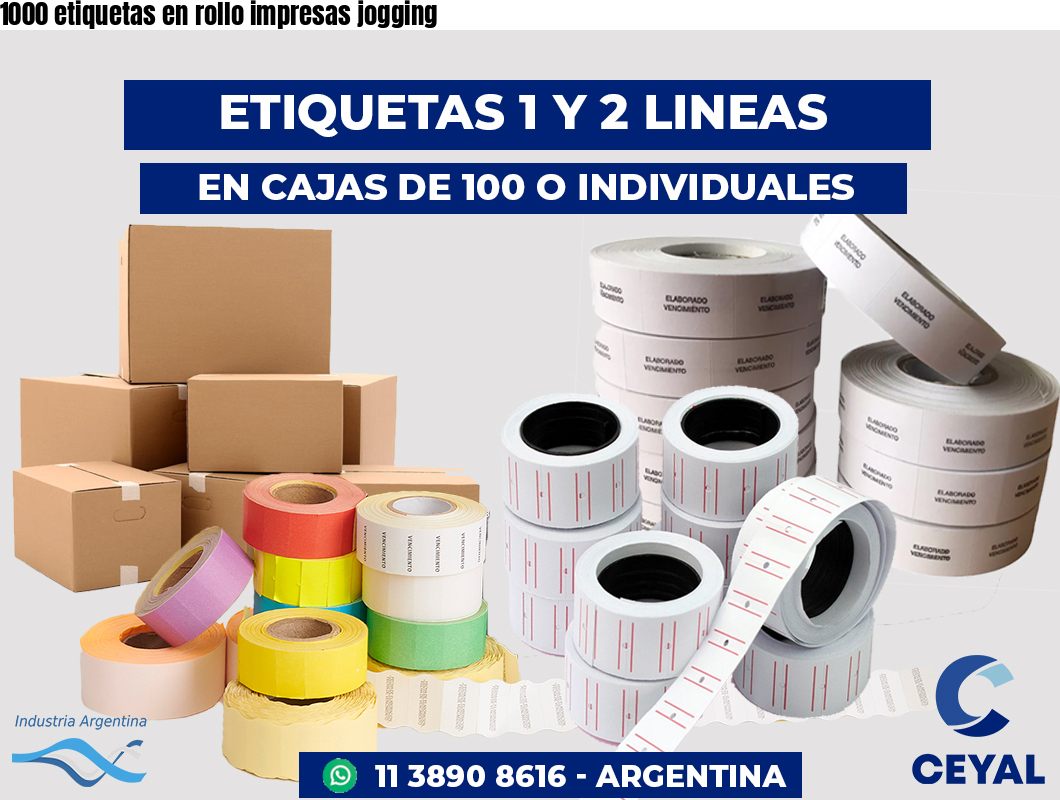 1000 etiquetas en rollo impresas jogging