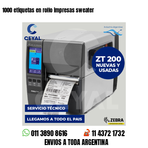 1000 etiquetas en rollo impresas sweater