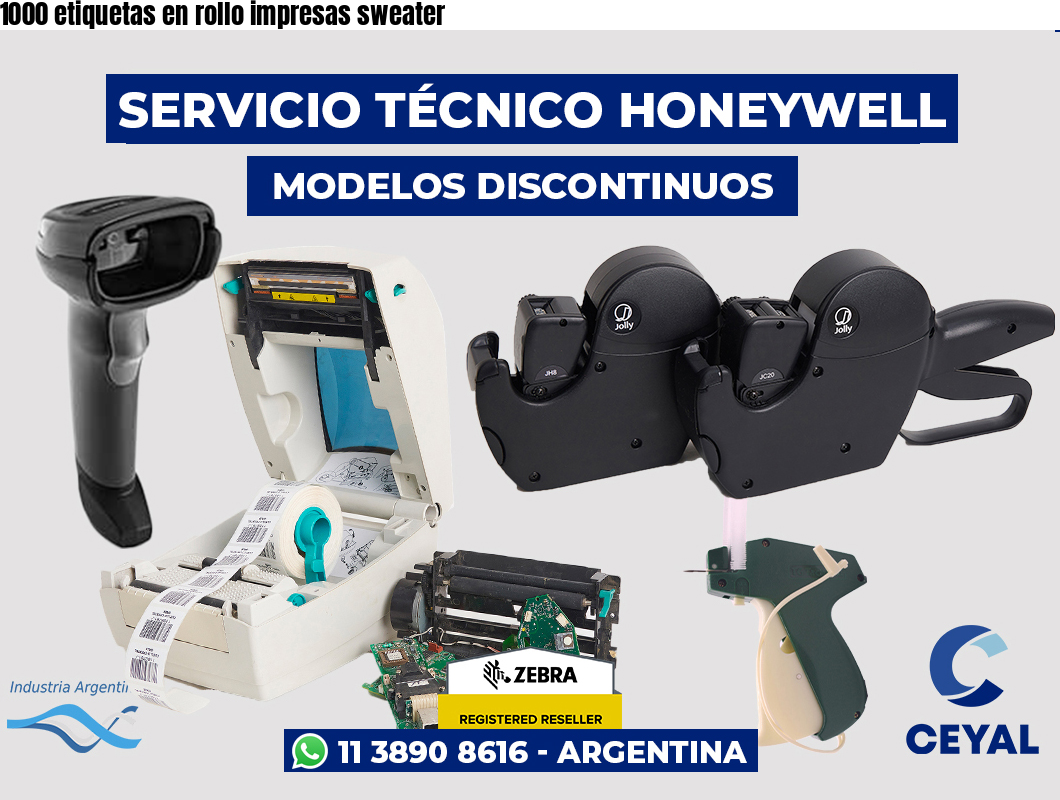 1000 etiquetas en rollo impresas sweater
