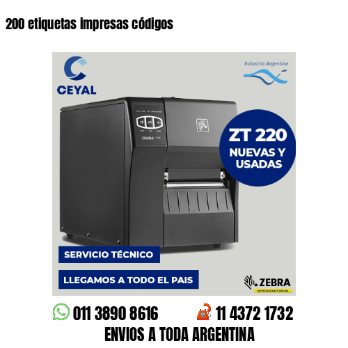 200 etiquetas impresas códigos