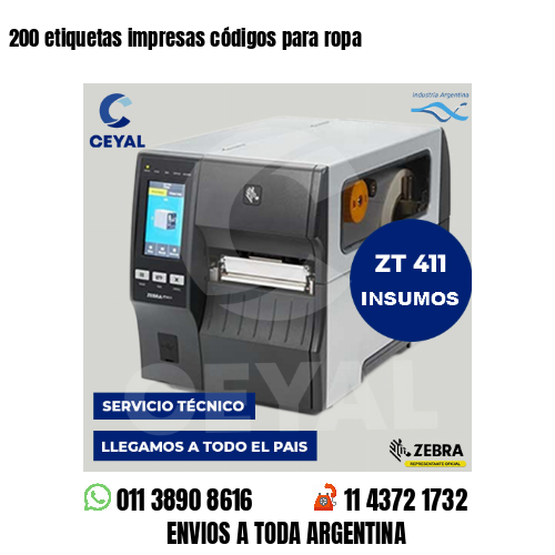 200 etiquetas impresas códigos para ropa