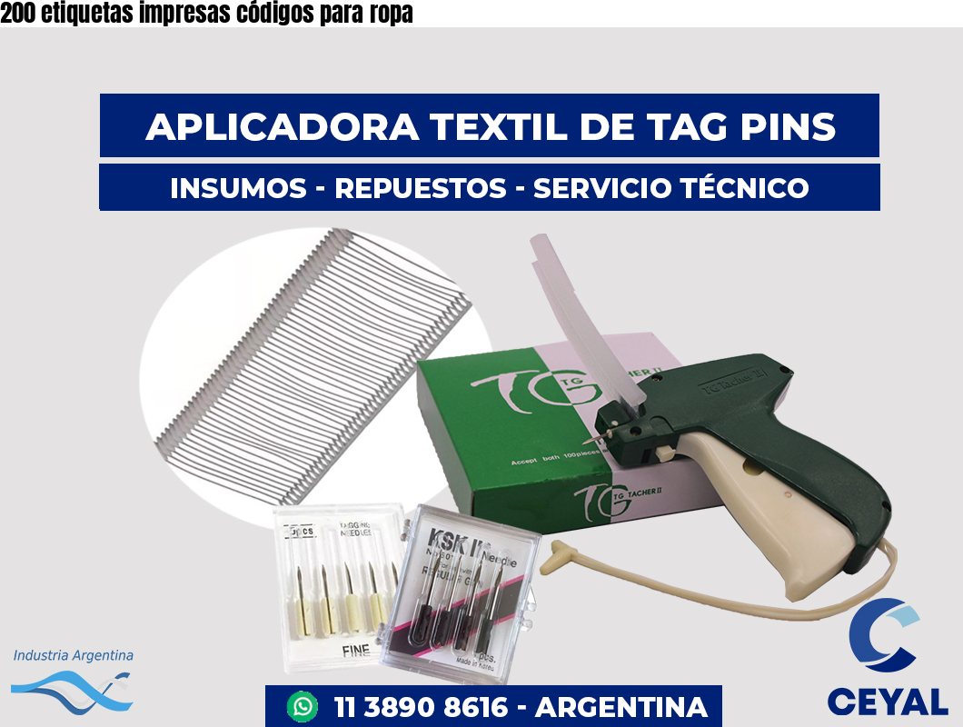 200 etiquetas impresas códigos para ropa