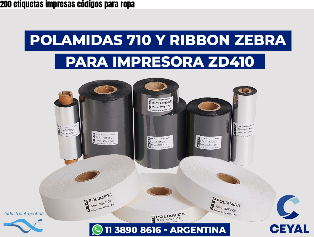200 etiquetas impresas códigos para ropa