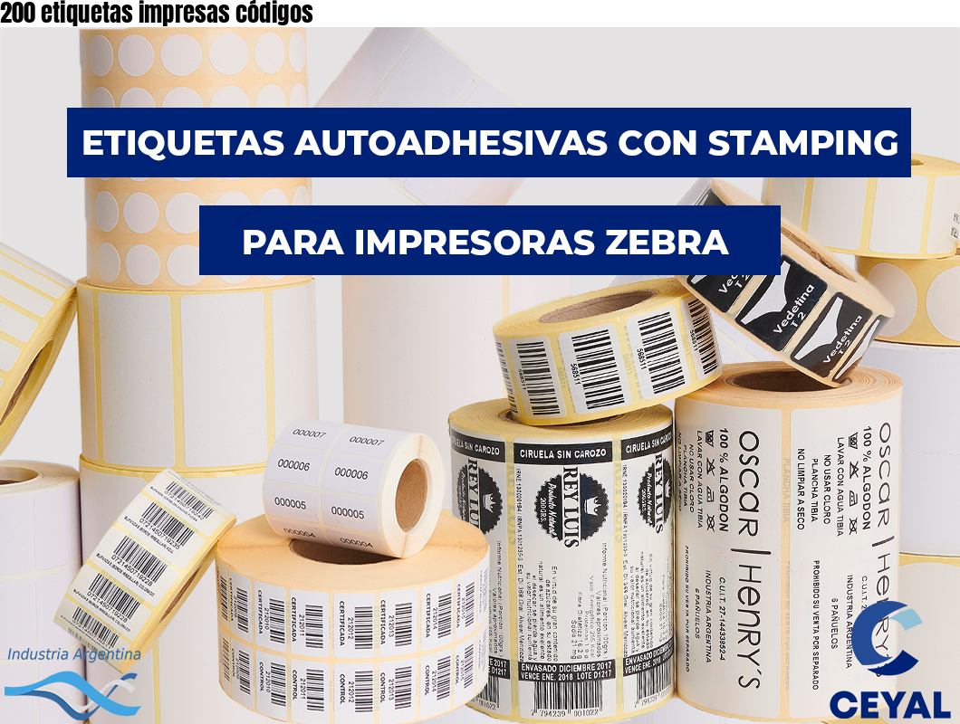 200 etiquetas impresas códigos
