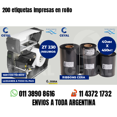 200 etiquetas impresas en rollo