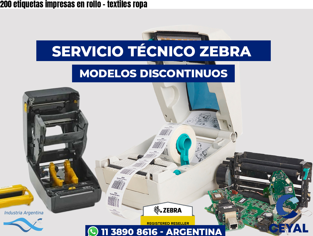 200 etiquetas impresas en rollo - textiles ropa
