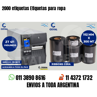 2000 etiquetas Etiquetas para ropa
