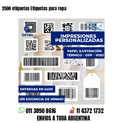 2500 etiquetas Etiquetas para ropa