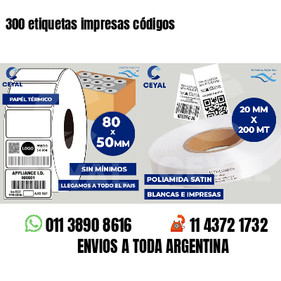 300 etiquetas impresas códigos