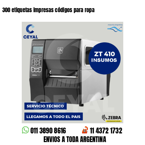 300 etiquetas impresas códigos para ropa