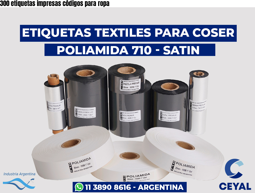 300 etiquetas impresas códigos para ropa