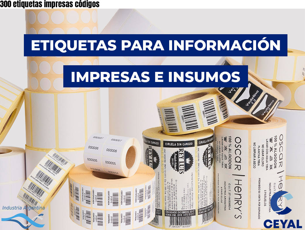 300 etiquetas impresas códigos