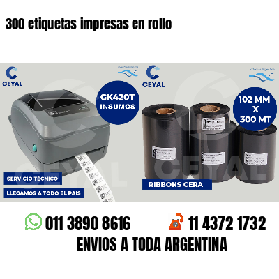 300 etiquetas impresas en rollo