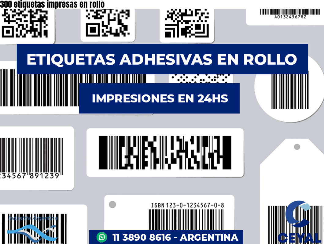 300 etiquetas impresas en rollo