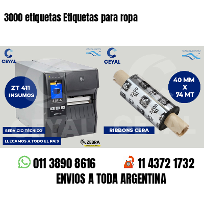 3000 etiquetas Etiquetas para ropa