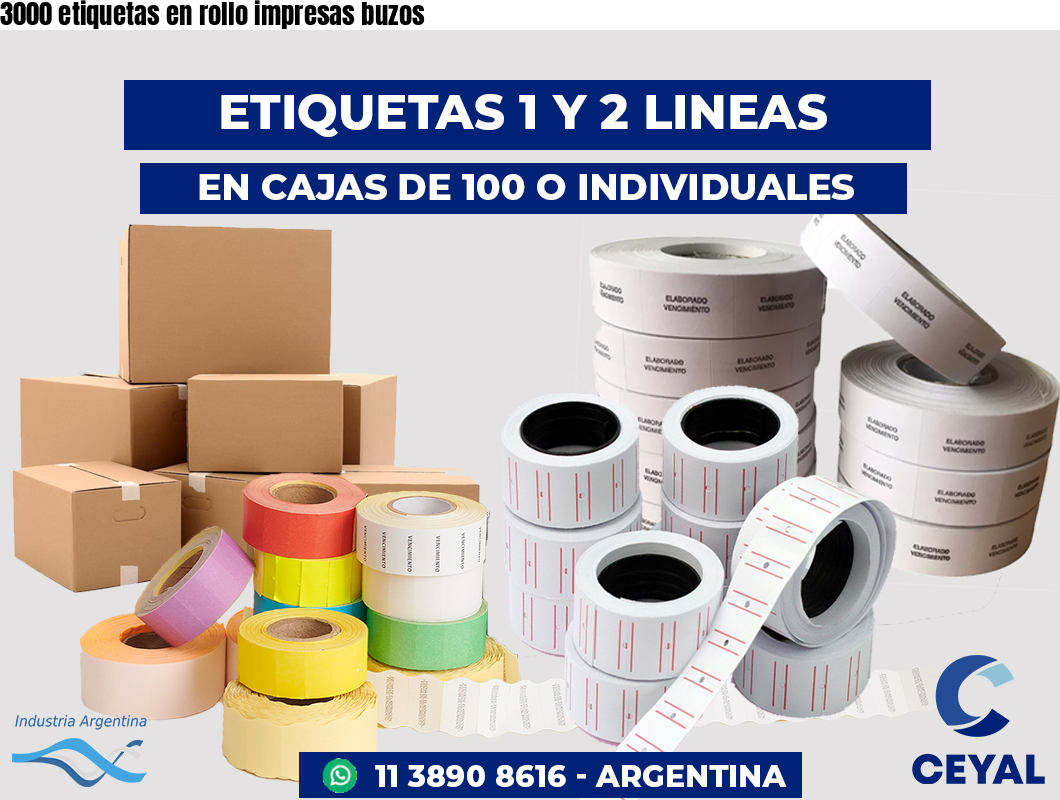 3000 etiquetas en rollo impresas buzos