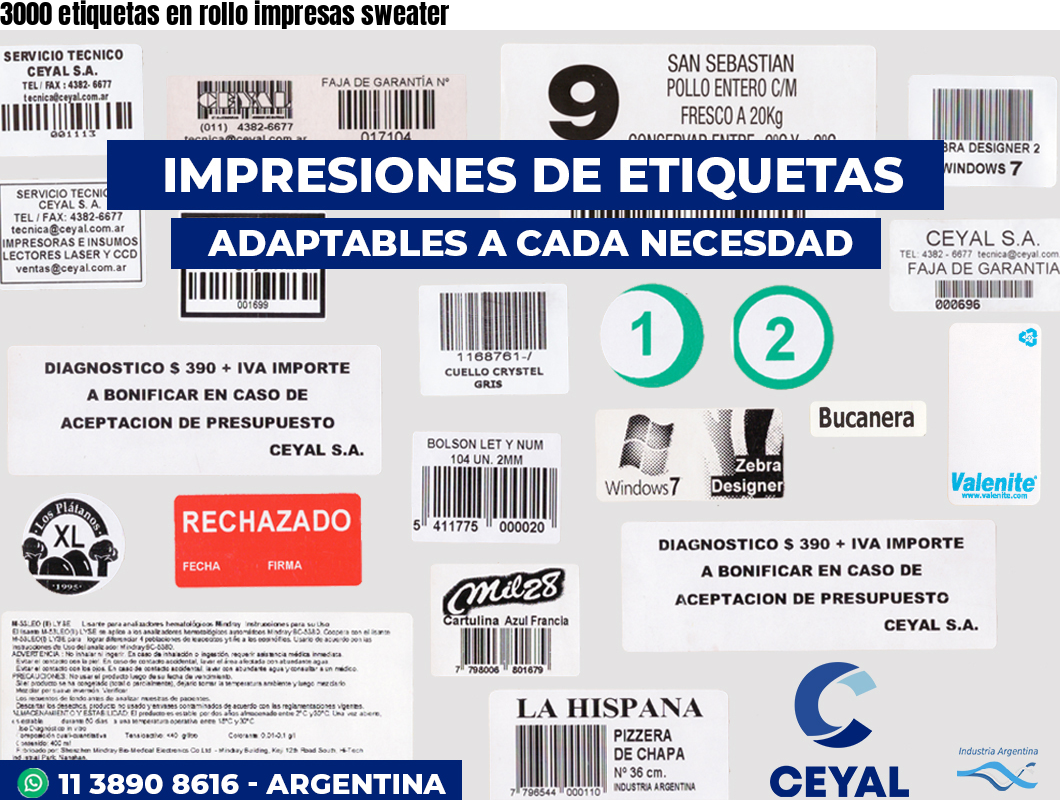 3000 etiquetas en rollo impresas sweater