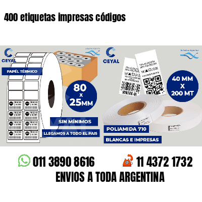 400 etiquetas impresas códigos