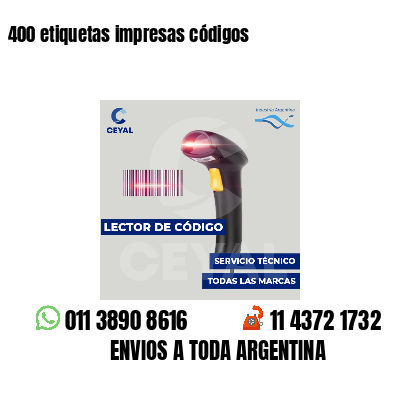 400 etiquetas impresas códigos