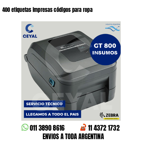 400 etiquetas impresas códigos para ropa