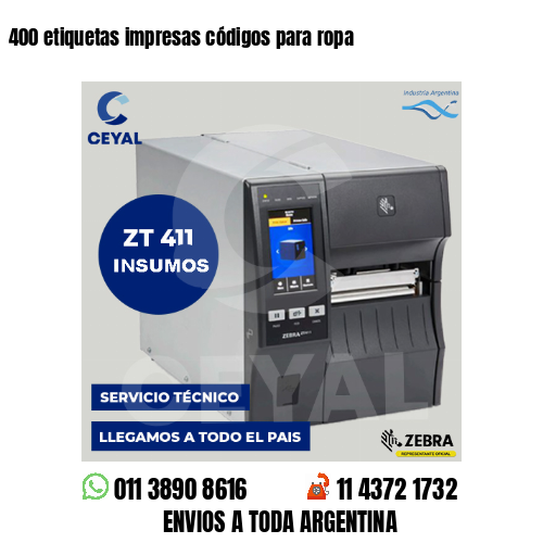 400 etiquetas impresas códigos para ropa