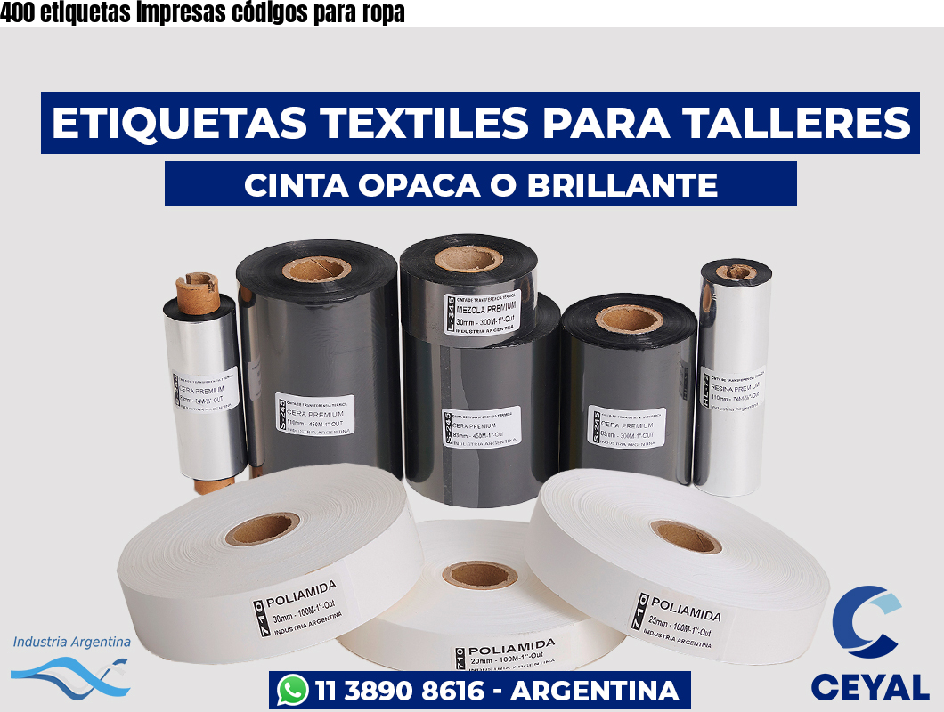 400 etiquetas impresas códigos para ropa