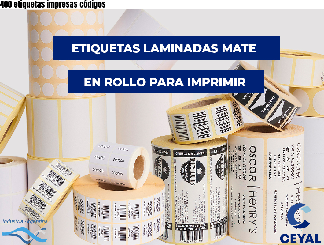 400 etiquetas impresas códigos