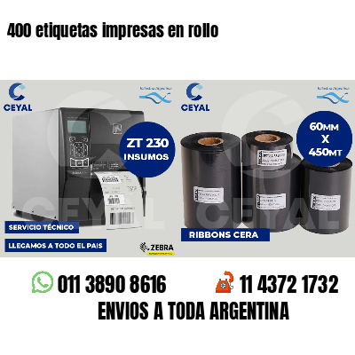 400 etiquetas impresas en rollo