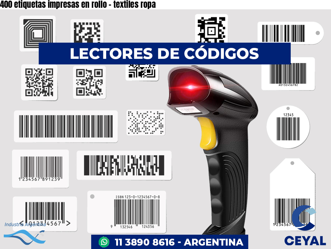 400 etiquetas impresas en rollo - textiles ropa
